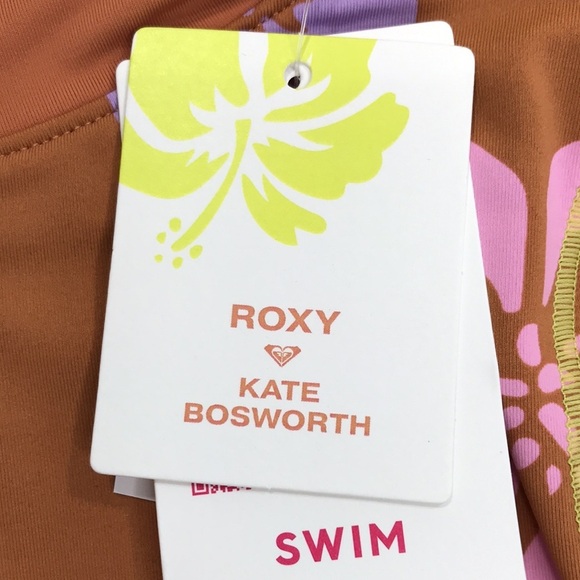 Roxy x Kate Bosworth Surf.Kind.Kate. One Piece 3/4 Swimsuit Floral Brown XL New - Picture 4 of 8